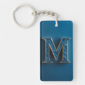 Initiaal letter M blauw Monogram Sleutelhanger (Voorkant)