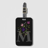 Initiaal Letter M Plus Floral Design Bagagelabel (Voorkant (verticaal))