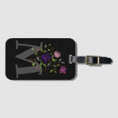Initiaal Letter M Plus Floral Design Bagagelabel (Voorkant (horizontaal))