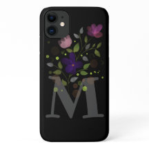 Initiaal Letter M Plus Floral Design