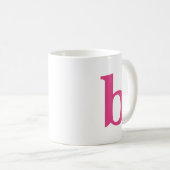 Initiaal Letter Modern Monogram in Heet Roze Kleur Koffiemok (Voorkant rechts)