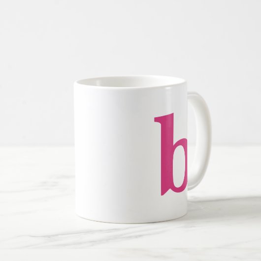 Initiaal Letter Modern Monogram in Heet Roze Kleur Koffiemok (Voorkant rechts)
