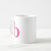 Initiaal Letter Modern Monogram in Heet Roze Kleur Koffiemok (Voorkant links)
