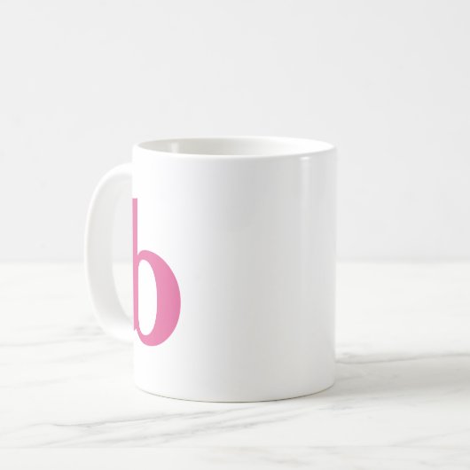 Initiaal Letter Modern Monogram in Heet Roze Kleur Koffiemok (Voorkant links)