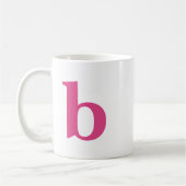 Initiaal Letter Modern Monogram in Heet Roze Kleur Koffiemok (Links)