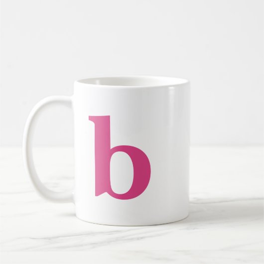 Initiaal Letter Modern Monogram in Heet Roze Kleur Koffiemok (Links)