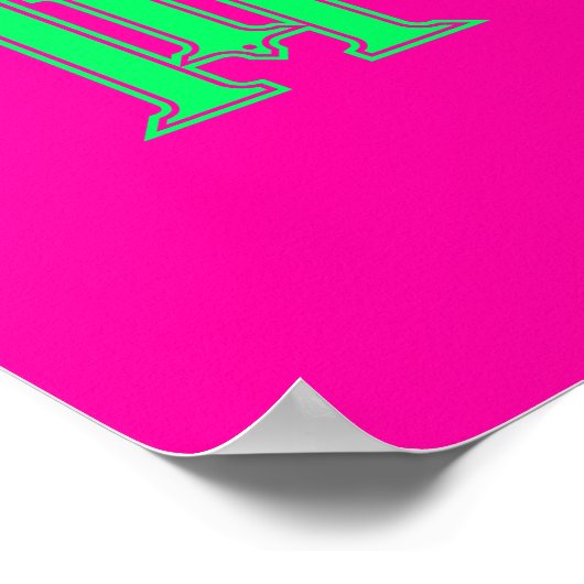Initiaal Letter Modern Monogram Stijlvol Roze Groe Poster (Hoek)