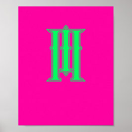 Initiaal Letter Modern Monogram Stijlvol Roze Groe Poster