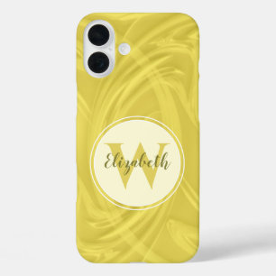 Initiaal Letter Monogram Gele schaduwstructuur iPhone 16 Plus Hoesje
