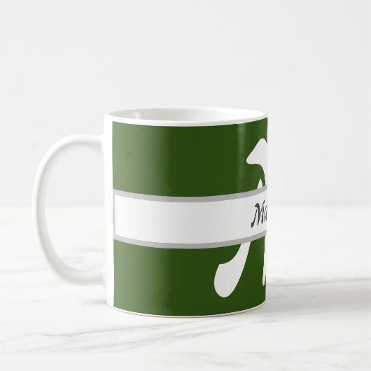 Initiaal Letter Monogram Groen Gepersonaliseerde N Koffiemok (Links)