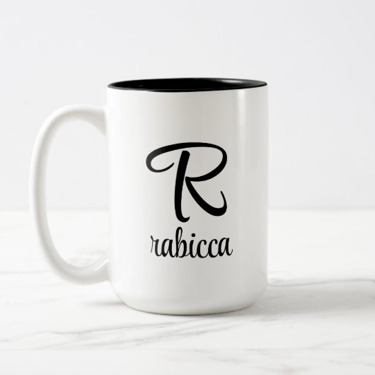 initiaal letter monogram logo gele koffie mok (Links)