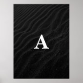 Initiaal Letter Monogram Modern Chic Zwart Zand Poster (Voorkant)
