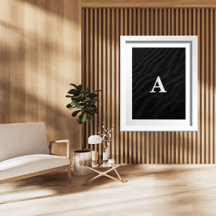 Initiaal Letter Monogram Modern Chic Zwart Zand Poster