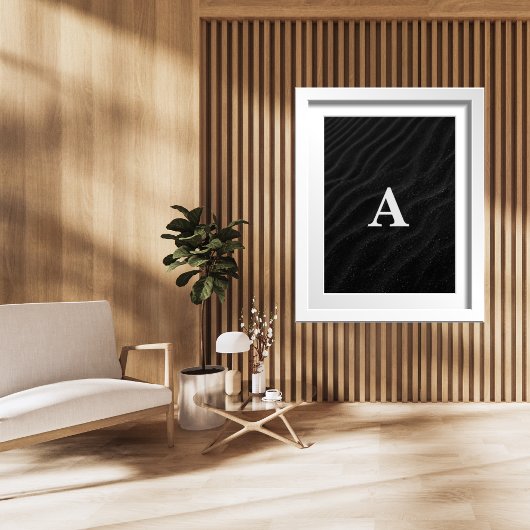 Initiaal Letter Monogram Modern Chic Zwart Zand Poster