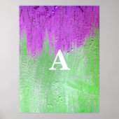 Initiaal Letter Monogram Modern Paarse Groen Poster (Voorkant)