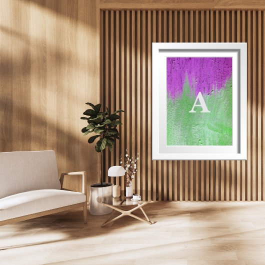 Initiaal Letter Monogram Modern Paarse Groen Poster