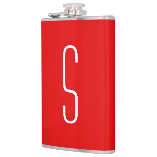 Initiaal Letter Monogram Modern Red White Heupfles (Links)