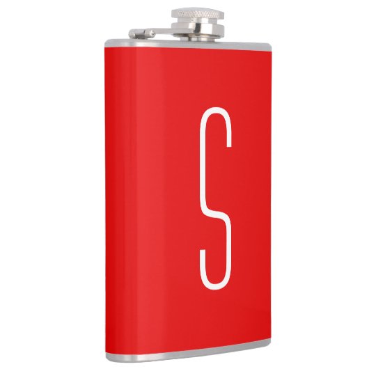 Initiaal Letter Monogram Modern Red White Heupfles (Rechts)