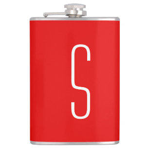 Initiaal Letter Monogram Modern Red White Heupfles