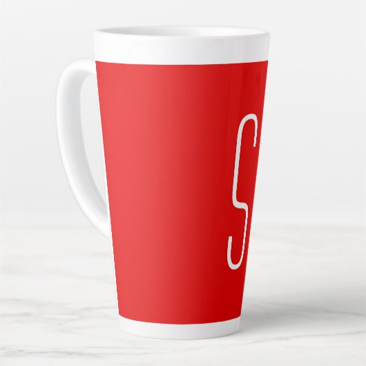 Initiaal Letter Monogram Modern Red White Latte Mok (Linkerhoek)