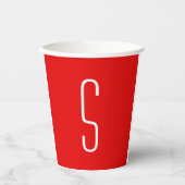 Initiaal Letter Monogram Modern Red White Papieren Bekers (Voorkant)