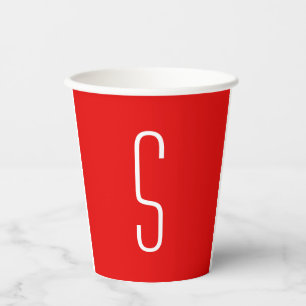 Initiaal Letter Monogram Modern Red White Papieren Bekers