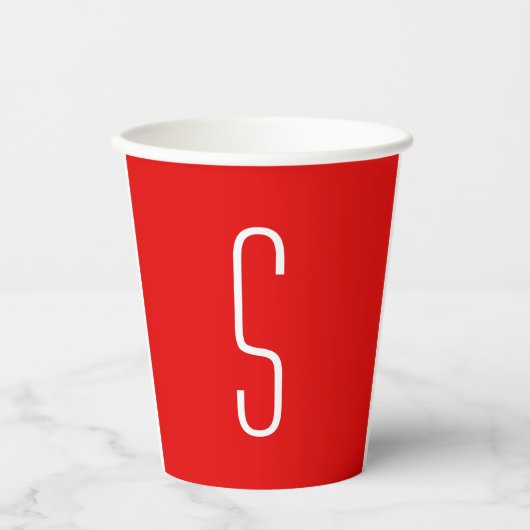 Initiaal Letter Monogram Modern Red White Papieren Bekers (Voorkant)