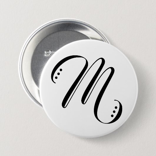 Initiaal Letter Monogram Modern Ronde Button 7,6 Cm (Voorkant /achterkant)