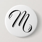 Initiaal Letter Monogram Modern Ronde Button 7,6 Cm (Voorkant)