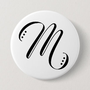 Initiaal Letter Monogram Modern Ronde Button 7,6 Cm