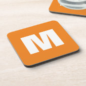 Initiaal Letter Monogram Modern Stijl Oranje Wit Bier Onderzetter (Linkerzijde)