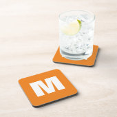 Initiaal Letter Monogram Modern Stijl Oranje Wit Bier Onderzetter (Rechterzijde)