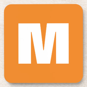 Initiaal Letter Monogram Modern Stijl Oranje Wit Bier Onderzetter