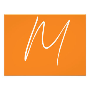 Initiaal Letter Monogram Modern Stijl Oranje Wit Foto Afdruk