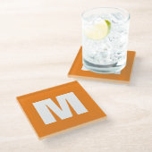 Initiaal Letter Monogram Modern Stijl Oranje Wit Glazen Onderzetter (Schuin)