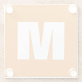 Initiaal Letter Monogram Modern Stijl Oranje Wit Glazen Onderzetter (Achterkant)