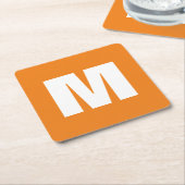 Initiaal Letter Monogram Modern Stijl Oranje Wit Kartonnen Onderzetters (Schuin)