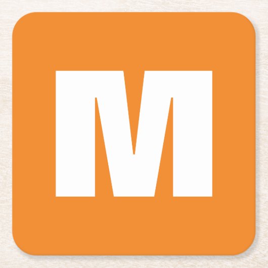 Initiaal Letter Monogram Modern Stijl Oranje Wit Kartonnen Onderzetters (Voorkant)