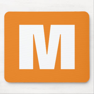 Initiaal Letter Monogram Modern Stijl Oranje Wit Muismat