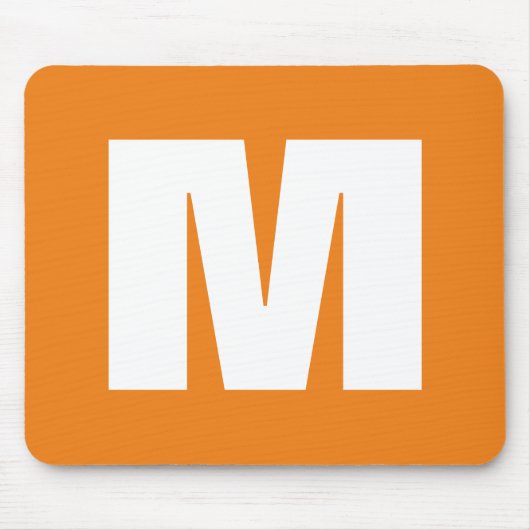 Initiaal Letter Monogram Modern Stijl Oranje Wit Muismat (Voorkant)