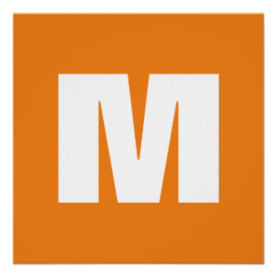 Initiaal Letter Monogram Modern Stijl Oranje Wit Perfect Poster