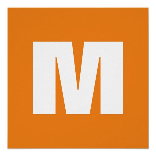 Initiaal Letter Monogram Modern Stijl Oranje Wit Perfect Poster (Voorkant)