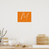 Initiaal Letter Monogram Modern Stijl Oranje Wit Poster (Keuken)