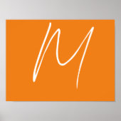 Initiaal Letter Monogram Modern Stijl Oranje Wit Poster (Voorkant)