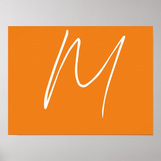 Initiaal Letter Monogram Modern Stijl Oranje Wit Poster (Voorkant)