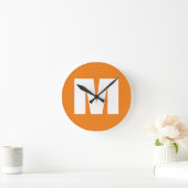 Initiaal Letter Monogram Modern Stijl Oranje Wit Ronde Klok (Huis)