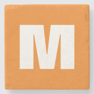 Initiaal Letter Monogram Modern Stijl Oranje Wit Stenen Onderzetter