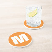 Initiaal Letter Monogram Modern Stijl Oranje Wit Zandsteen Onderzetter (Zijkant)