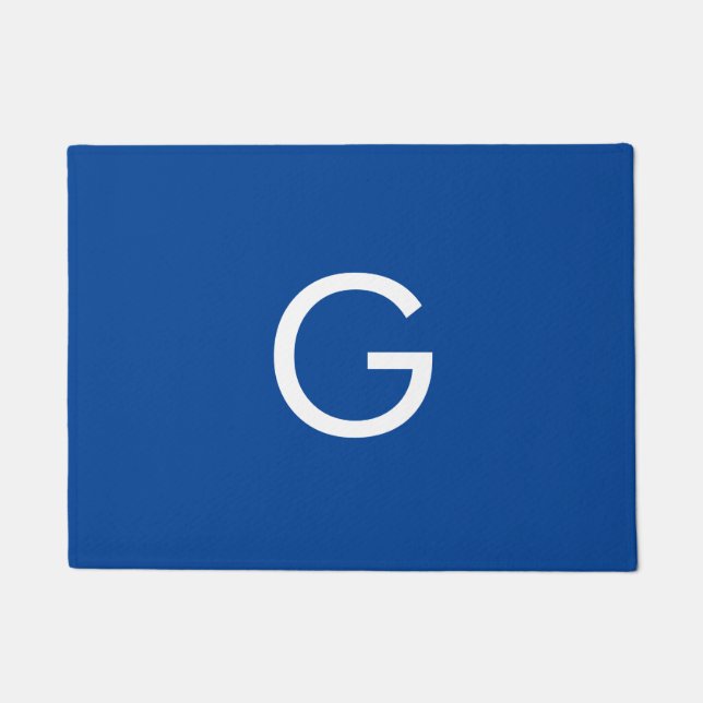 Initiaal Letter Monogram Modern Stijlvol Blauw Deurmat (Voorkant)