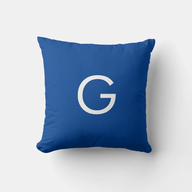 Initiaal Letter Monogram Modern Stijlvol Blauw Kussen (Voorkant)